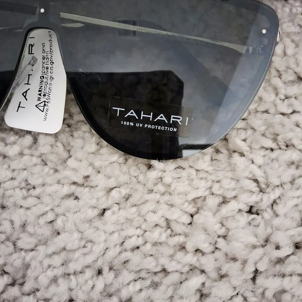 Tahari Women's Rimless Shield 100% UV Protection Sunglasses Dark Lenses NWT